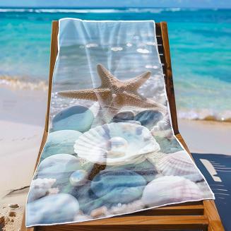 Ręcznik plażowy 100x180 rozgwiazda i perły na plaży