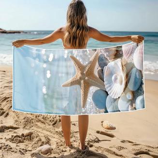 Ręcznik plażowy 100x180 rozgwiazda i perły na plaży