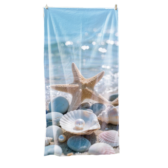Ręcznik plażowy 100x180 rozgwiazda i perły na plaży