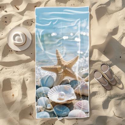 Ręcznik plażowy 100x180 rozgwiazda i perły na plaży