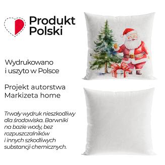 Poszewka dekoracyjna świąteczna MIKOŁAJ 40x40 welwetowa biała
