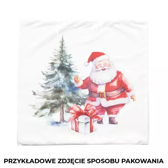 Poszewka dekoracyjna świąteczna MIKOŁAJ 40x40 welwetowa biała