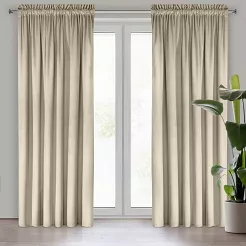 Zasłona gotowa na taśmie ROSA 135x300 Design91 jasnobeżowy