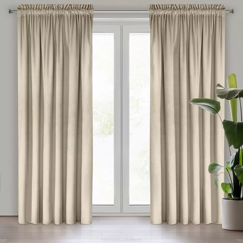 Zasłona gotowa na taśmie ROSA 135x300 Design91 jasnobeżowy
