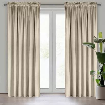 Zasłona gotowa na taśmie ROSA 135x300 Design91 jasnobeżowa