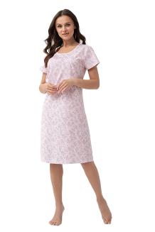 Koszula damska LUNA kod 1005 różowa w botaniczny wzór