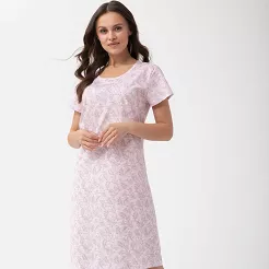 Koszula damska LUNA kod 1005 różowa w botaniczny wzór