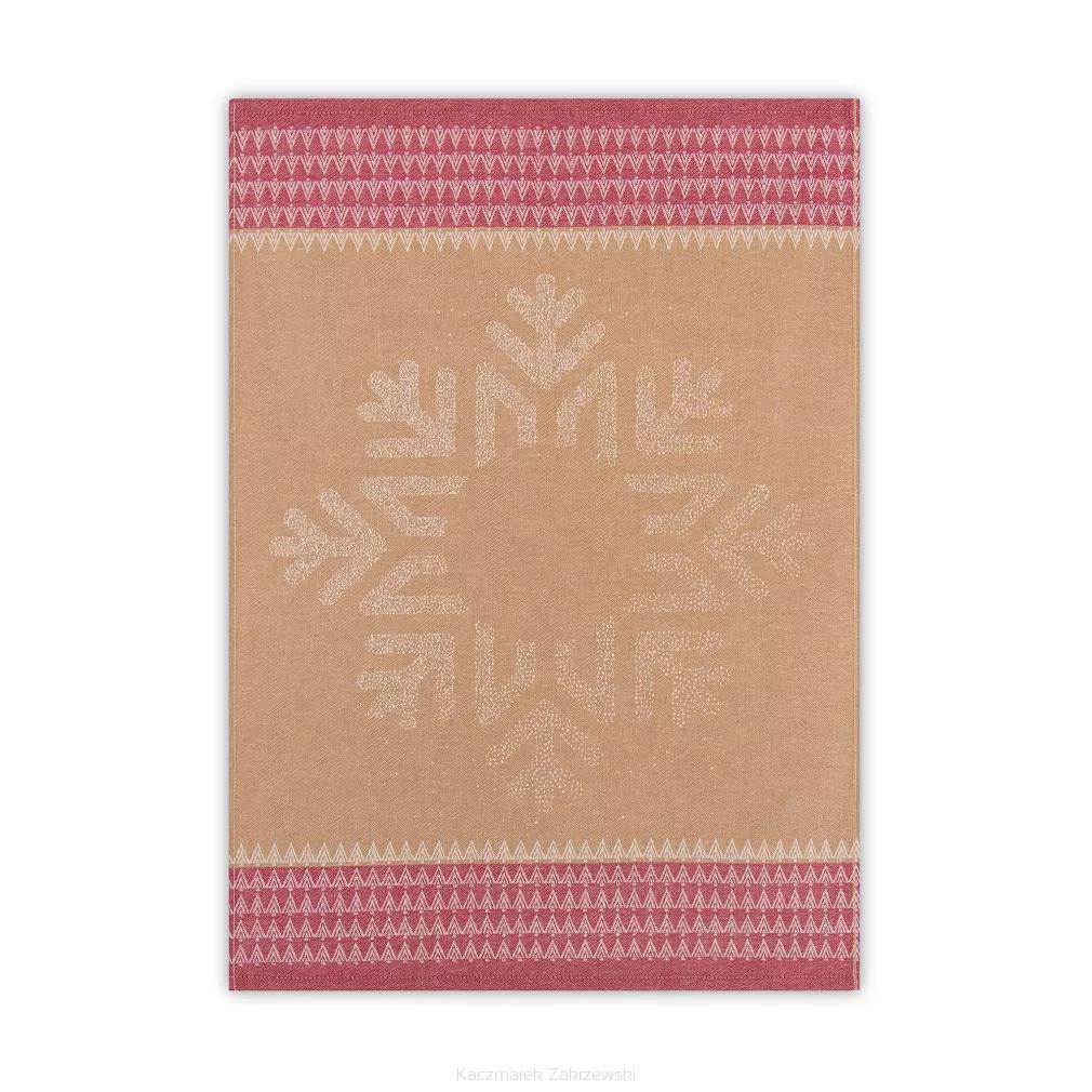 Ścierka kuchenna świąteczna ZWOLTEX Snow Flake jasnobrązowa różowa