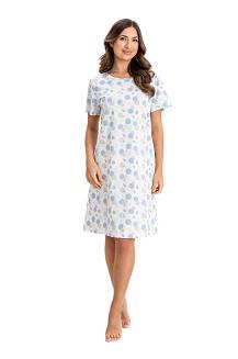 Koszula damska REGINA kod 173 niebieska w kółeczka i kropki