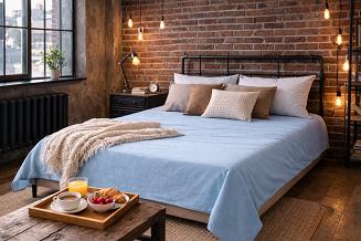 Prześcieradło bawełniane bez gumki 200x220 niebieski