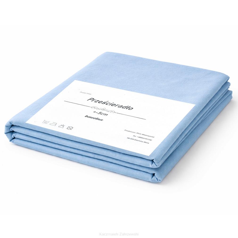Prześcieradło bawełniane bez gumki 200x220 niebieski