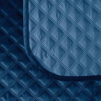 Narzuta dekoracyjna VELVI 220x240 pikowana w geometryczny wzór granatowa