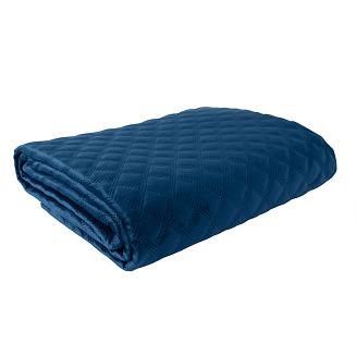 Narzuta dekoracyjna VELVI 220x240 pikowana w geometryczny wzór granatowa