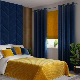 Narzuta dekoracyjna VELVI 170x210 pikowana w geometryczny wzór szafranowa