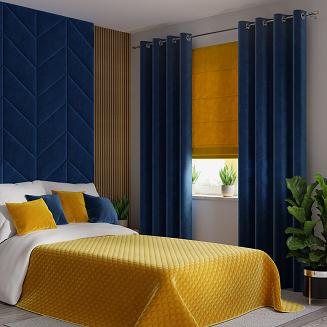 Narzuta dekoracyjna VELVI 170x210 pikowana w geometryczny wzór szafranowa