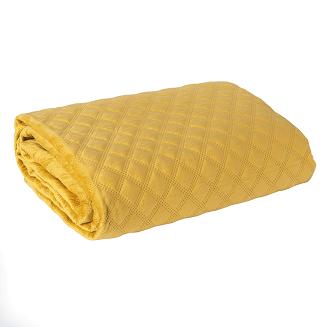 Narzuta dekoracyjna VELVI 170x210 pikowana w geometryczny wzór szafranowa