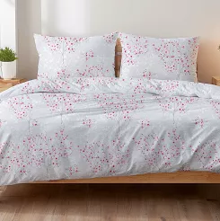 Pościel z kory 180x200 szara różowa kwiat wiśni sakura