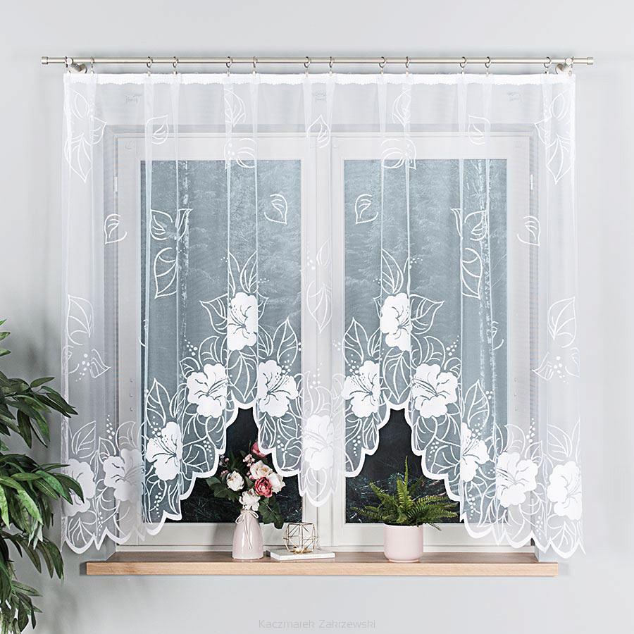 Firanka żakardowa gotowa na żabki GRACJANA 300x160 biała