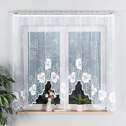 Firanka żakardowa gotowa na żabki GRACJANA 300x160 biała