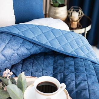 Narzuta dekoracyjna JODEŁKA 170x210 pikowana niebieska