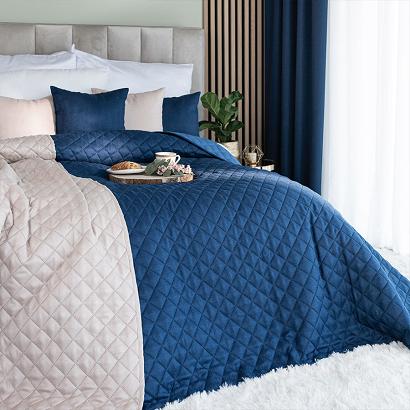 Narzuta dekoracyjna JODEŁKA 170x210 pikowana niebieska