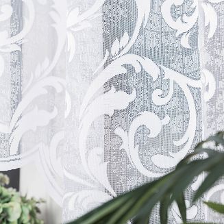 Firanka żakardowa gotowa na żabki LEOKADIA 300x155 biała