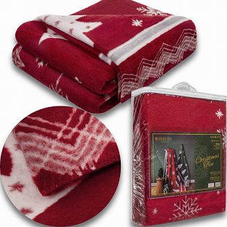 Świąteczny Miękki Koc Bawełniany 150x200 TREE Narzuta Pled Zimowy Na Łóżko