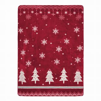 Świąteczny Miękki Koc Bawełniany 150x200 TREE Narzuta Pled Zimowy Na Łóżko