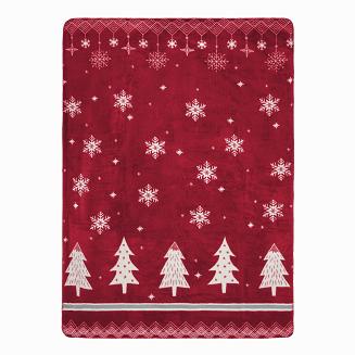 Świąteczny Miękki Koc Bawełniany 150x200 TREE Narzuta Pled Zimowy Na Łóżko