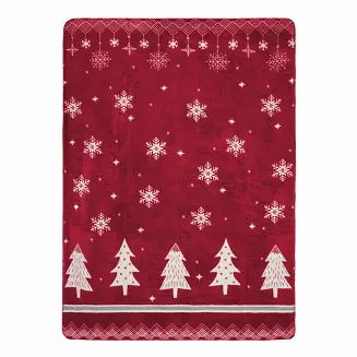 Świąteczny Miękki Koc Bawełniany 150x200 TREE Narzuta Pled Zimowy Na Łóżko
