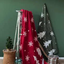 Świąteczny Miękki Koc Bawełniany 150x200 TREE Narzuta Pled Zimowy Na Łóżko
