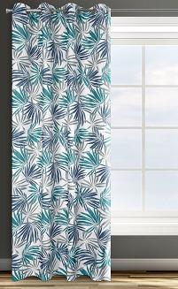 Zasłona gotowa na przelotkach ELINA 140x250 Design91 biały/turkusowy