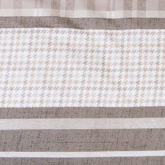 Pościel bawełniana COTTONLOVE 220x200 beżowa brązowa dekoracyjne pasy i krata