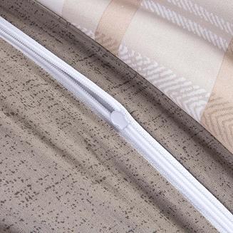 Pościel bawełniana COTTONLOVE 220x200 beżowa brązowa dekoracyjne pasy i krata