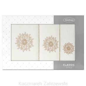 Komplet ręczników 3 cz. ROSETTE Eurofirany kremowy beżowy