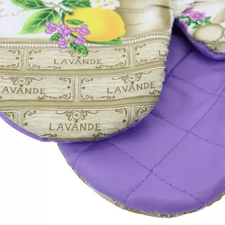 Rękawice kuchenne 18x27 z magnesem 2 szt. fioletowe białe lawenda w doniczce