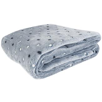 Koc narzuta z mikrofibry NEON 150x200 Darymex jasno niebieski w kropki