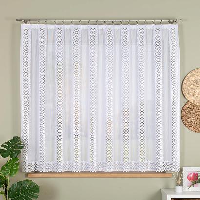 Firanka żakardowa gotowa na żabki HELENA 300x160 biała