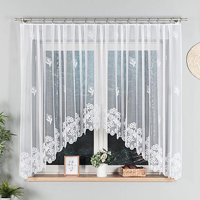 Firanka żakardowa gotowa na żabki BEATA 340x160 biała