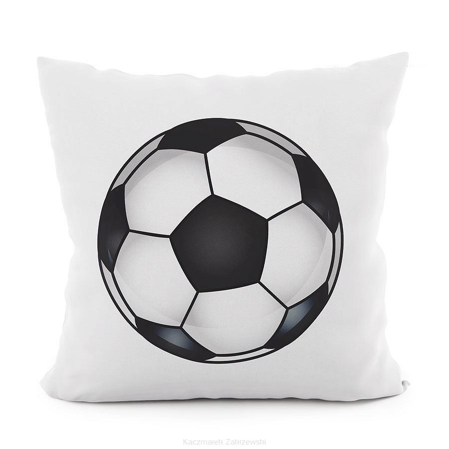 Poszewka dekoracyjna FUTBOL 40x40 welwetowa biała czarna piłka