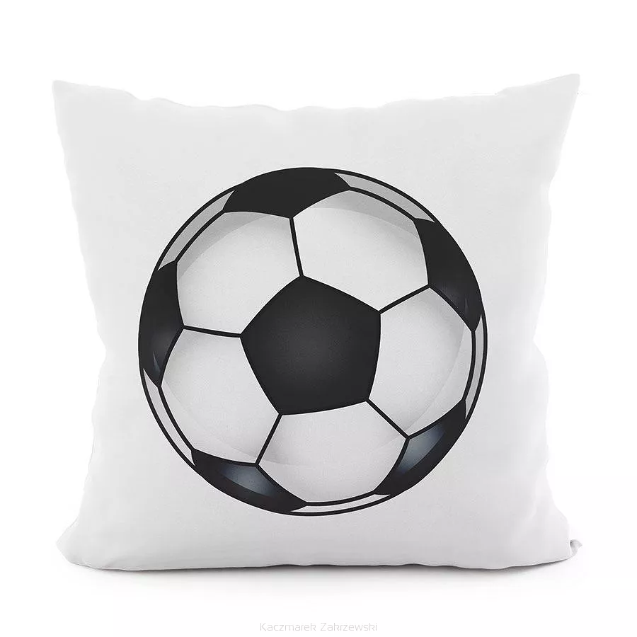 Poszewka dekoracyjna FUTBOL 40x40 welwetowa biała czarna piłka