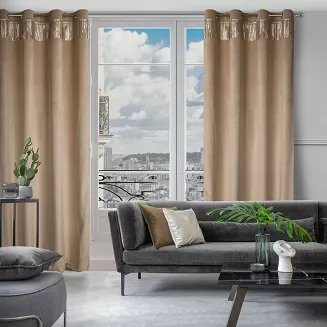 Zasłona gotowa na przelotkach JASPER 140x250 Eurofirany beżowy/szampański