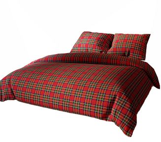 Komplet pościeli świątecznej z bawełny satynowej SZKOTI 160x200 szkocka kratka