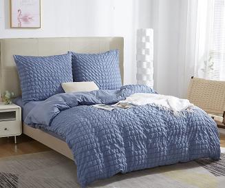 Pościel marszczona CREASY 200x220 jednobarwna granatowa