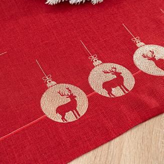 BŁYSZCZĄCY RENIFER Obrus z haftem szer.140cm x wys.220cm kolor 003 czerwony 295157/KSP/L03/140220/1