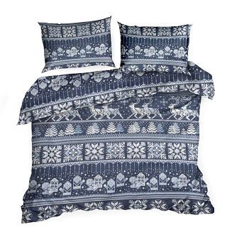 Komplet pościeli świąteczny POS 160x200 Eurofirany granatowy