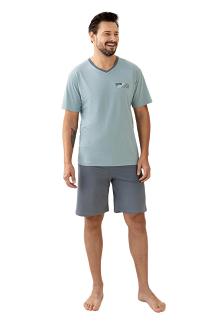 Piżama męska REGINA kod 504 zielona krótkie rękawy i spodnie