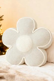 Poduszka dekoracyjna z bukli Kwiatek 50x15 beżowa