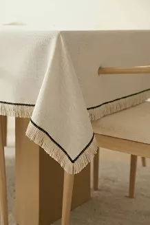 Beżowy Obrus z Frędzlami 140x350 NATUR