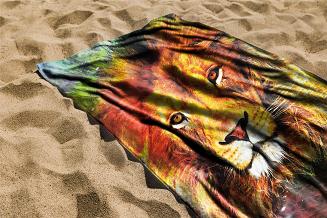 Ręcznik plażowy 100x180 żółty pomarańczowy zielony lew